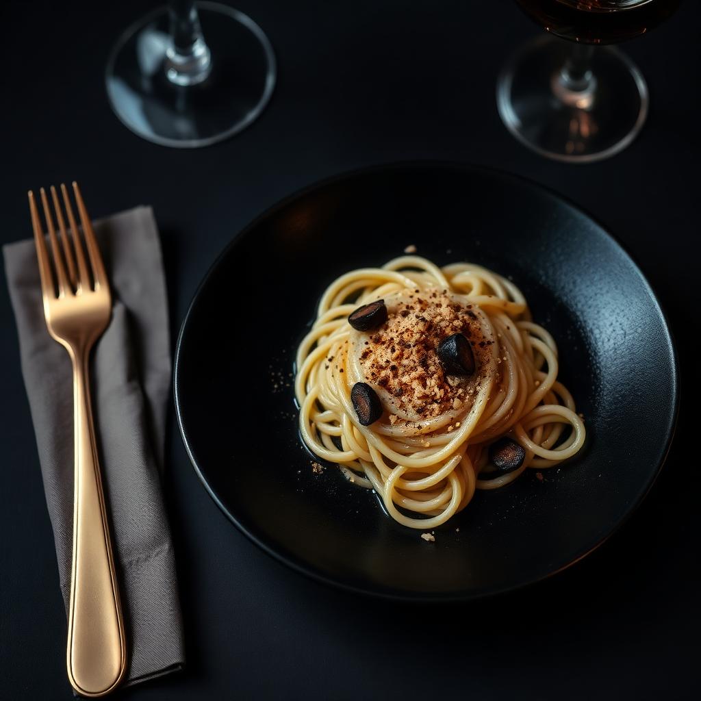 Black truffle spaghettini